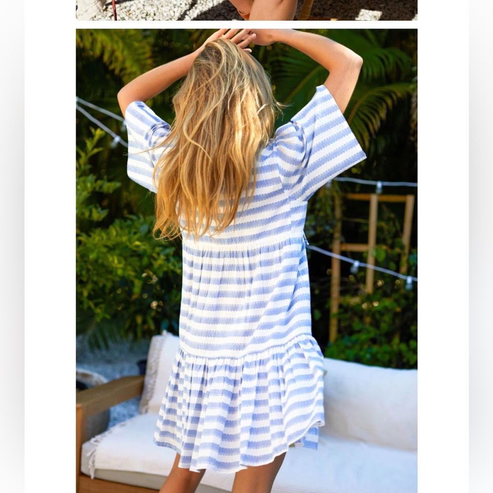 Emerson Fry Blue Scallop Isla Dress XS/S EUC!!!!